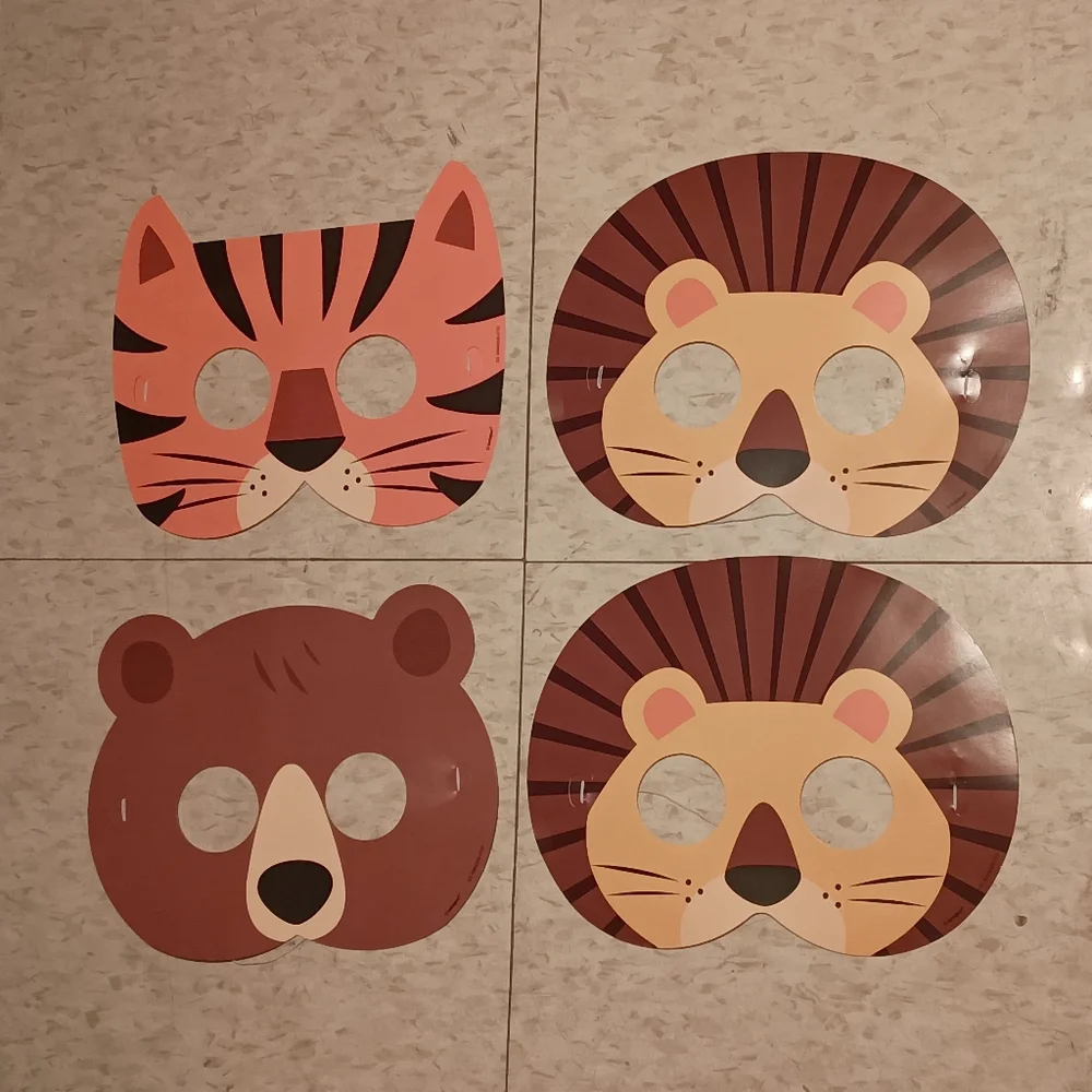 3/$10 🌟 Wild Animal Safari Bear Lion Tiger Face Masks Set